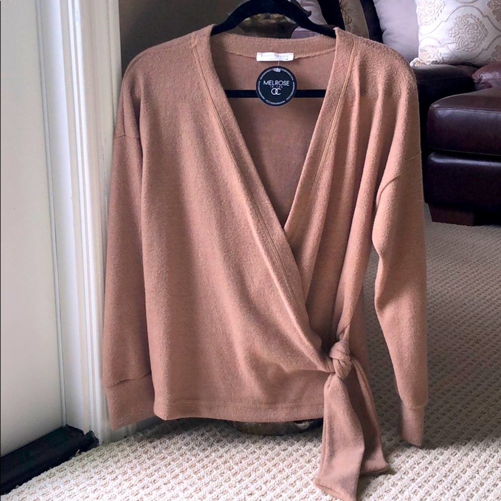 BNWT, side tie camel color sweater